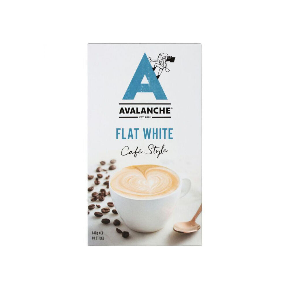 6x 10pc Avalanche Flat White Cafe Style Instant Coffee 160g Powdered Drink