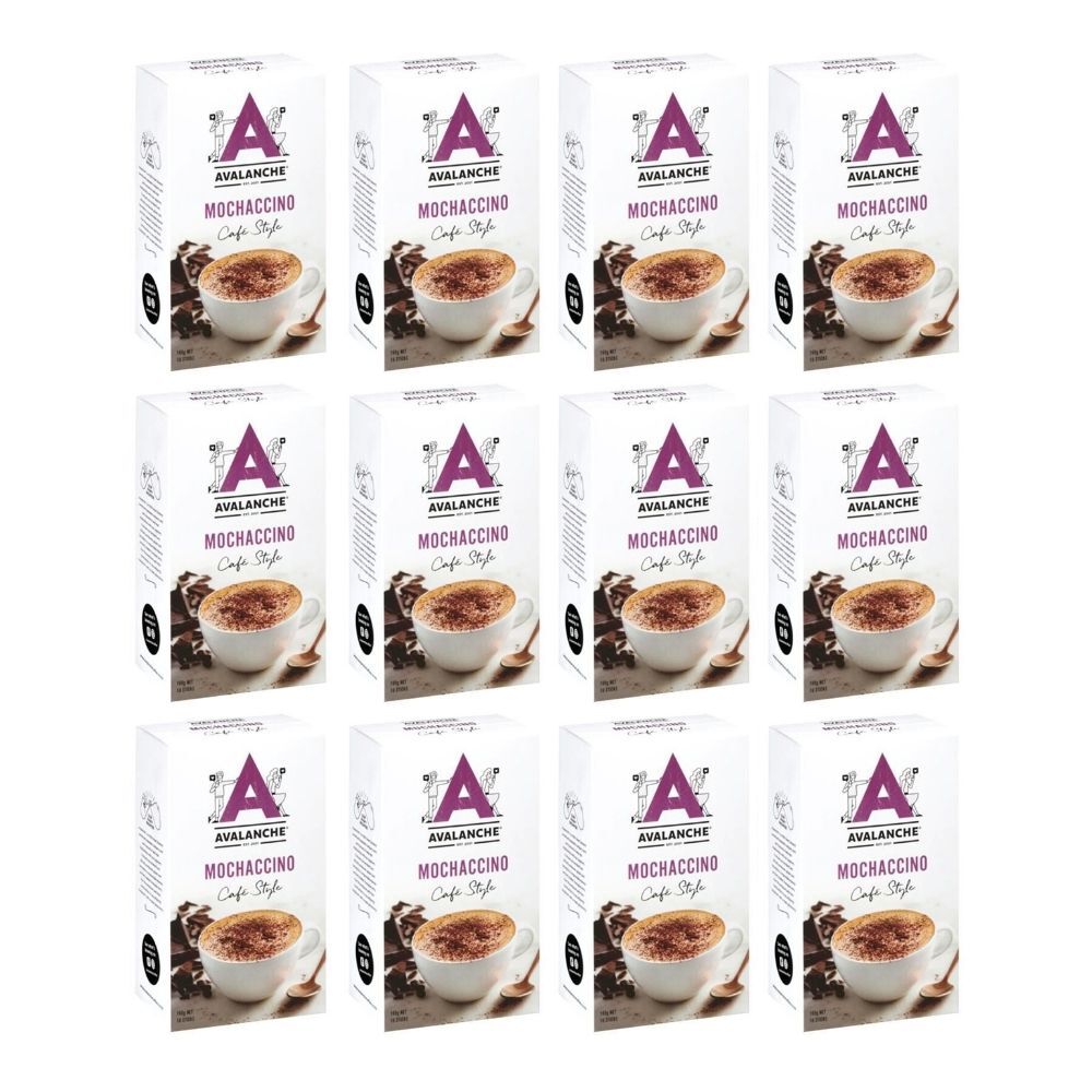 12x 10pc Avalanche Mochaccino Cafe Style Instant Coffee 160g Powdered Drink