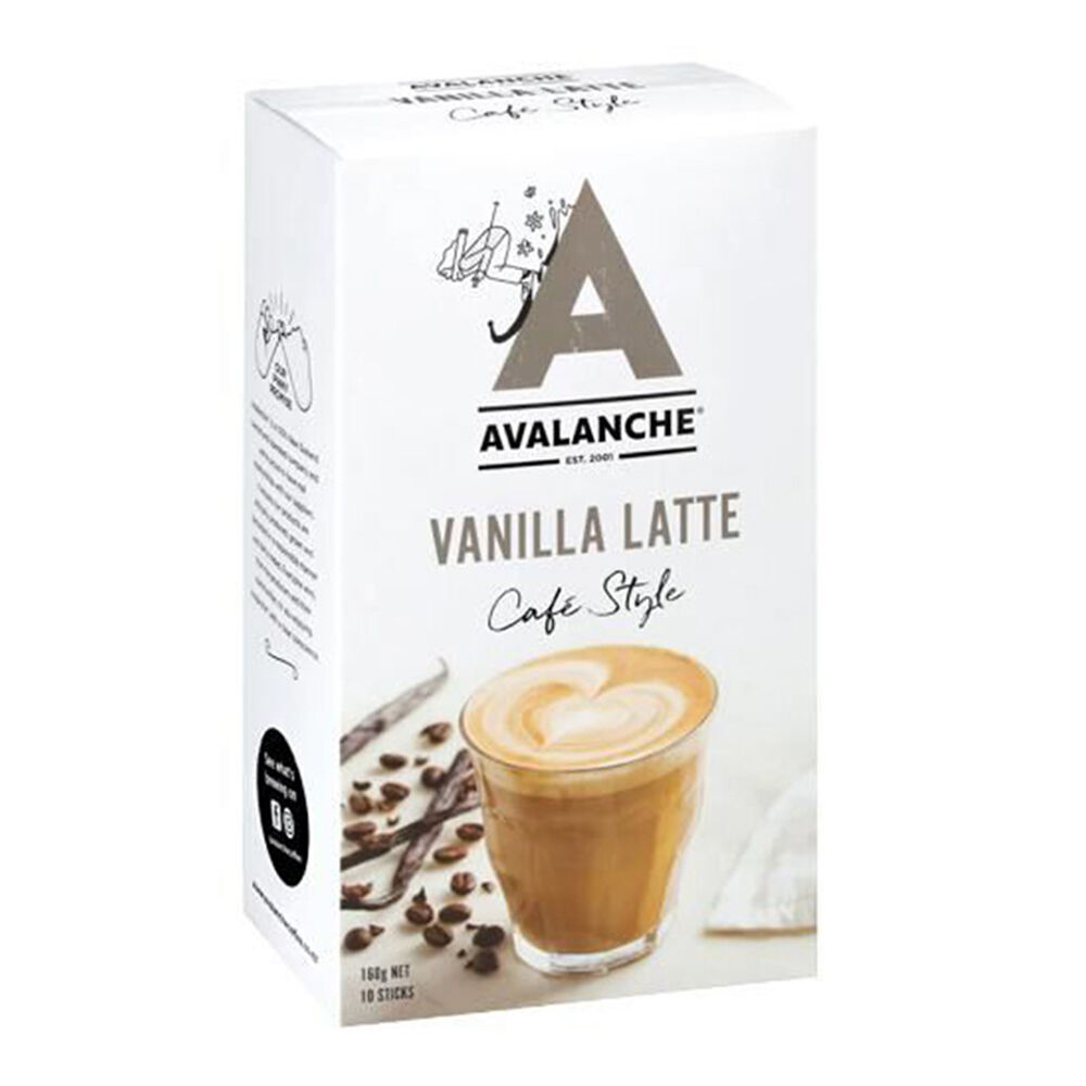 6x 10pc Avalanche Vanilla Latte Cafe Style Instant Coffee 160g Powdered Drink