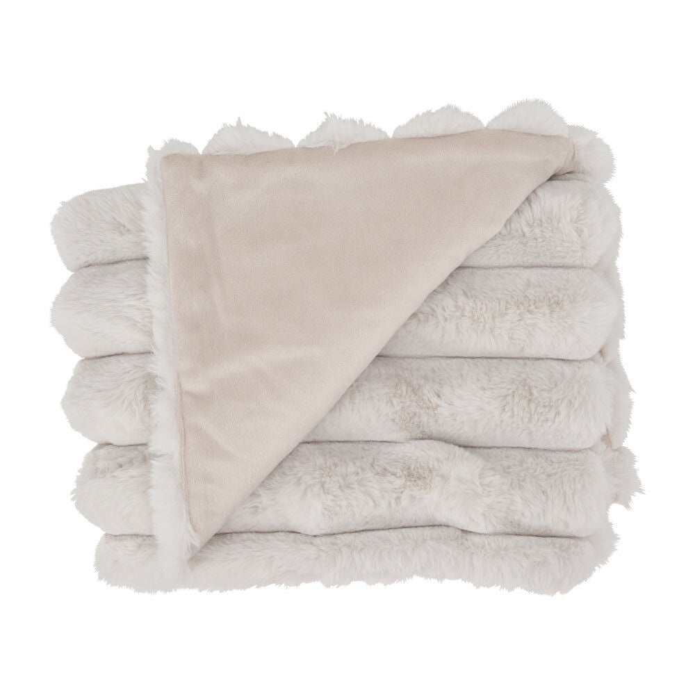 Annabel Trends Baby Blanket Throw Ribbed Faux Fur 100x80cm Dove Grey