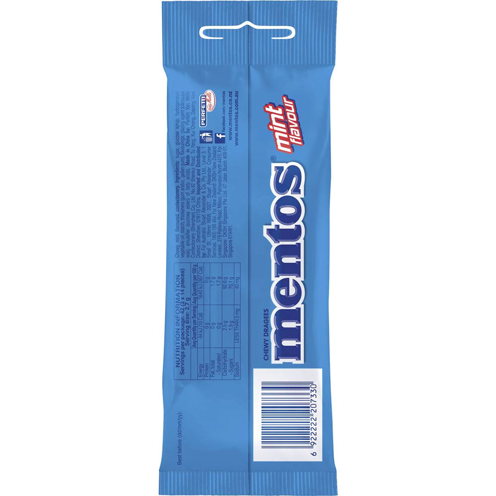 42pc Mentos Classic Mint Flavour Chewy Dragees Candy Roll 29g