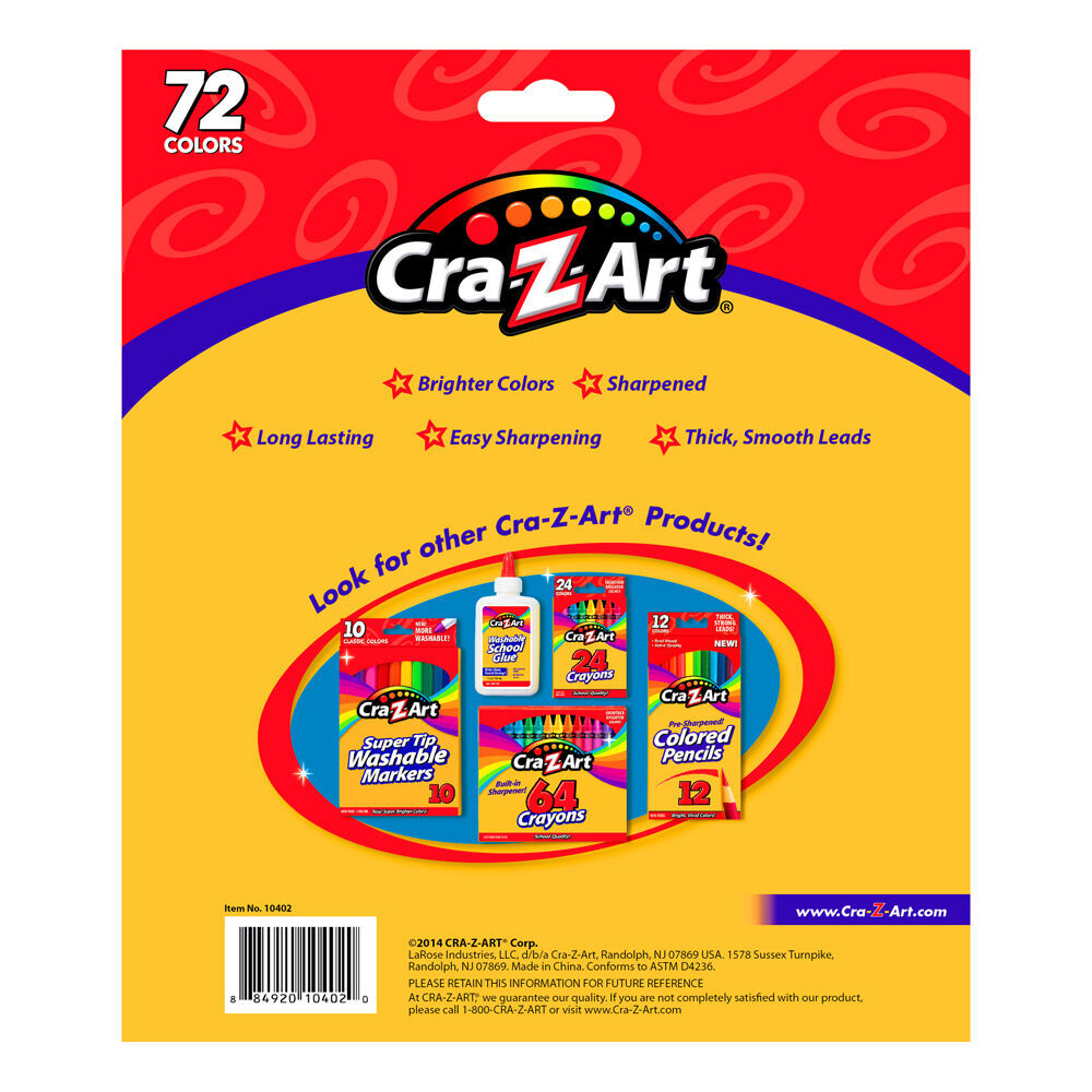 2x 72pc Cra-Z-Art Stationery Kids Drawing Pencils Pack 3y+ Multi Colours