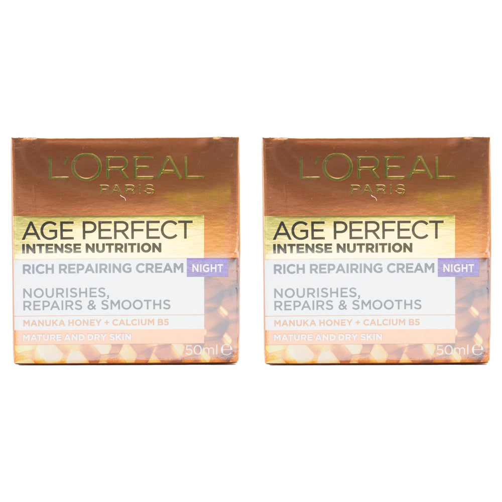 2PK Loreal 50ml Rich Repairing Night Cream Manuka Honey & Calcium B5