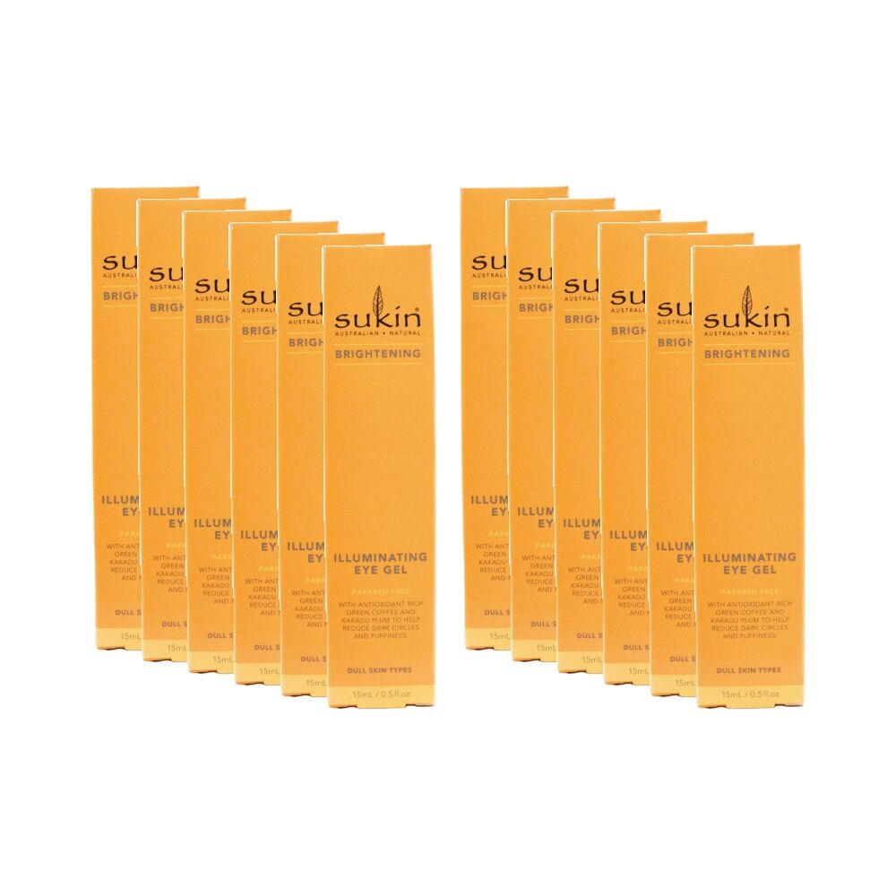 12PK Sukin Brightening Illuminating Eye Gel Paraben Free Natural Skincare 15ml