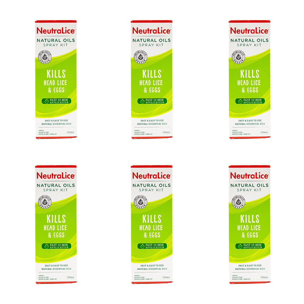 6PK Neutralice Natural Oils Spray Kit Kills Head Lice & Eggs 200ml