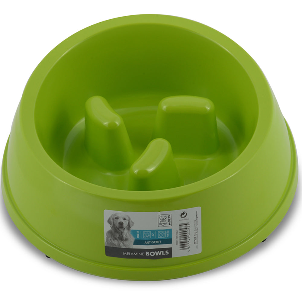 2x M-Pets 1400ml Melamine Bowl High Back Slow Down Cat/Kitten Pet Feeder