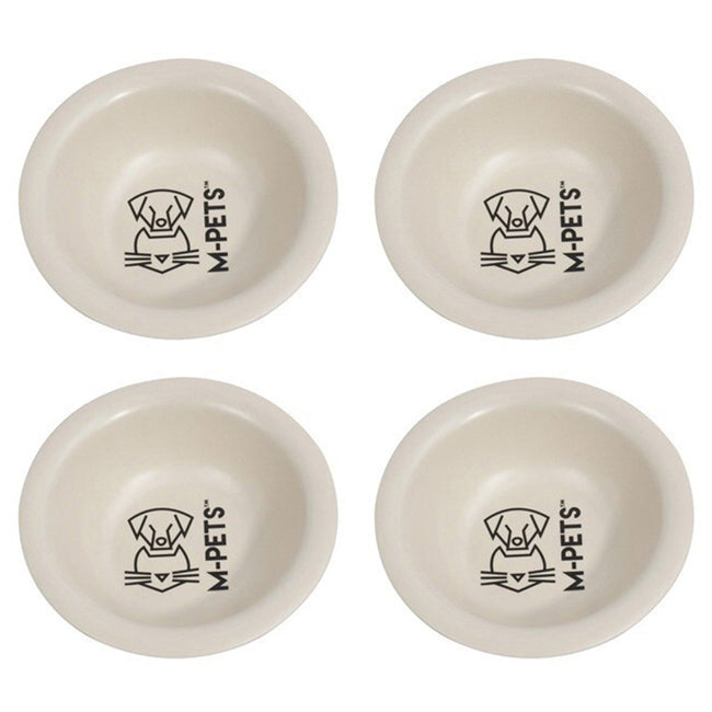 4PK M-Pets 300ml/15cm Bamboo Dog/Puppy Pet Bowl Travel Feeding Food Container White