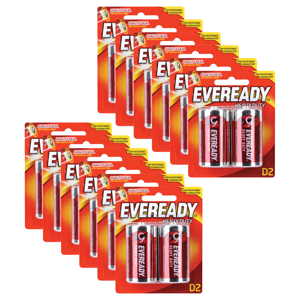 12x 2pc Eveready D Heavy Duty Zinc-Carbon Battery For Most Devices
