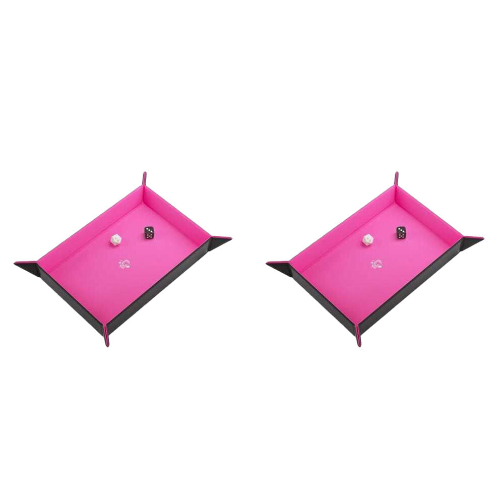 2PK Gamegenic Magnetic Dice Tray Rectangular 279x209mm Black/Pink