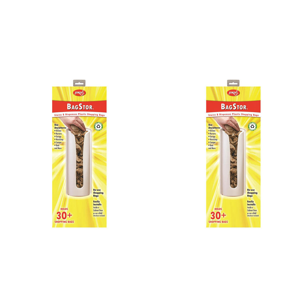 2PK Jokari Bagstor Bin/Plastic Shopping Bag Dispenser White 41cm