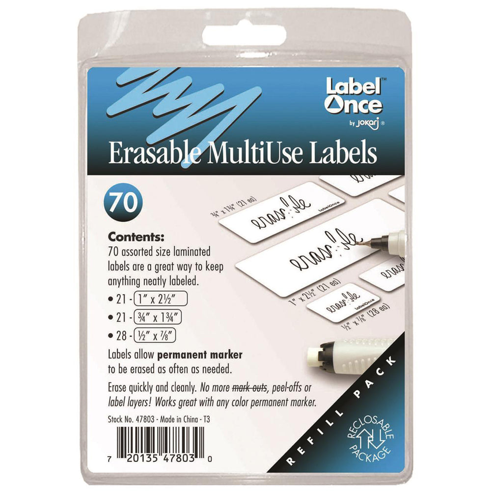 3x 70pc Jokari Erasable Multi-Use Laminated Label Assorted - White