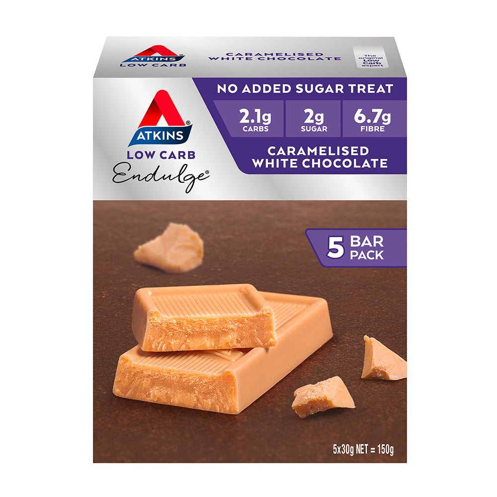4x 5pc Atkins Low Carb Endulge Caramelised White Chocolate Bars 30g
