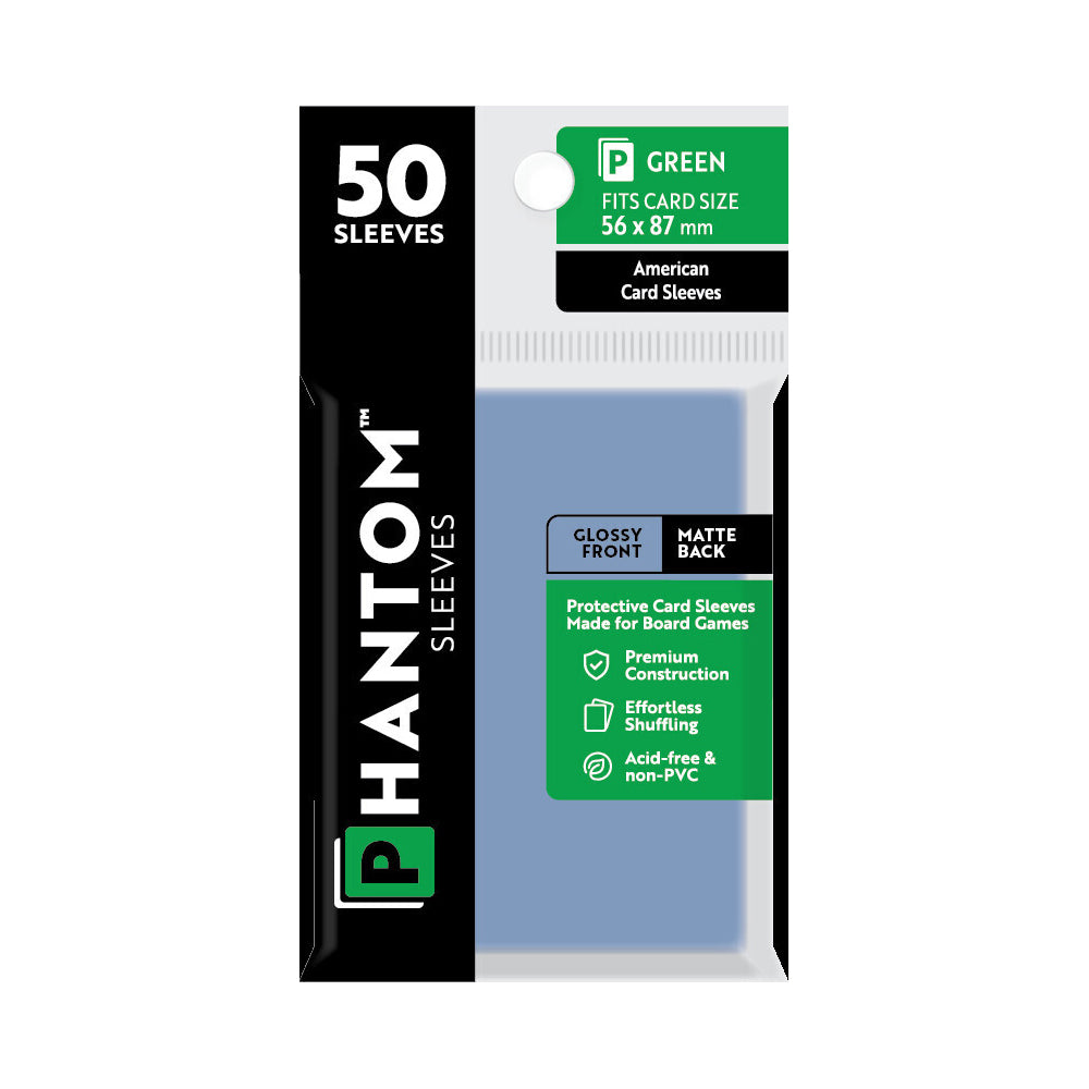 5PK 50pc Phantom Sleeves 56x87mm Game Card Case Green Gloss/Matte
