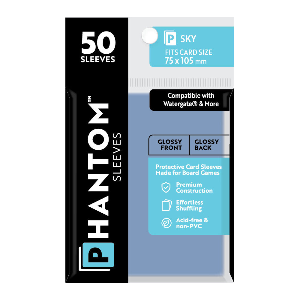 5PK 50pc Phantom Sleeves 75x105mm Game Card Case Sky Gloss/Gloss