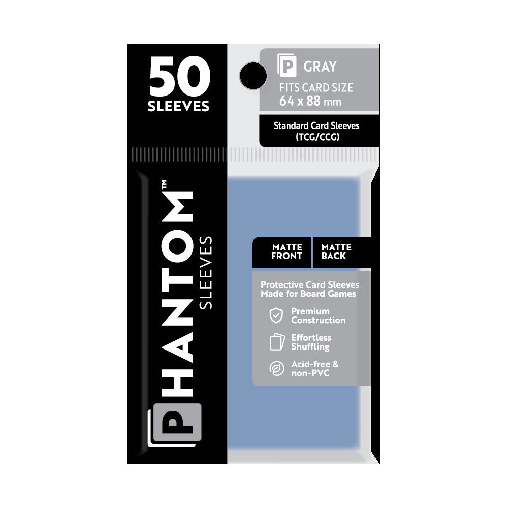 5PK 50pc Phantom Sleeves 64x88mm Game Card Case Gray Matte/Matte