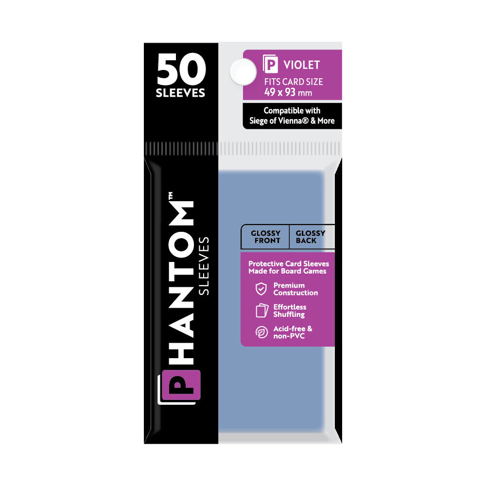 5PK 50pc Phantom Sleeves 49x93mm Game Card Case Violet Gloss/Gloss