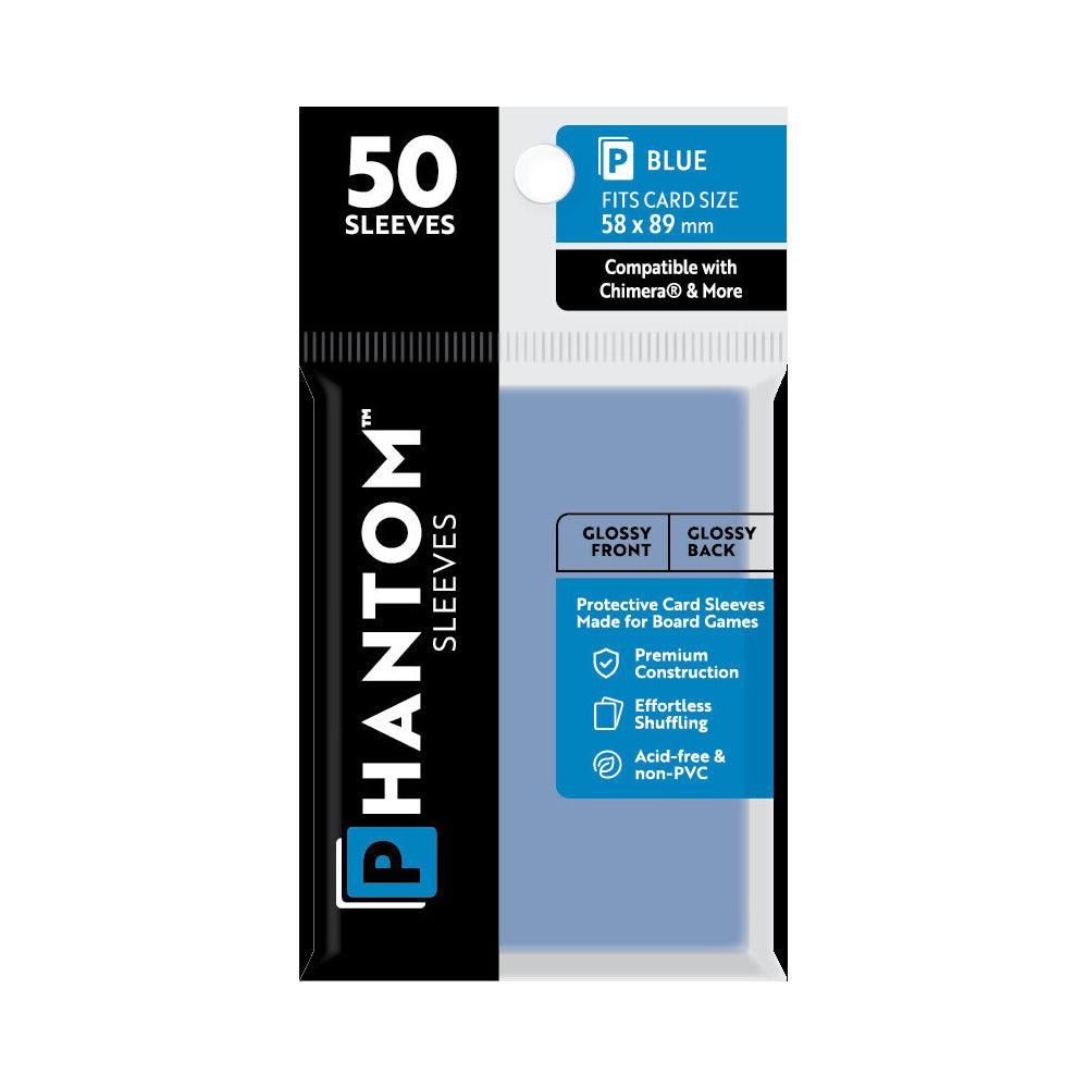 5PK 50pc Phantom Sleeves 58x89mm Game Card Case Blue Gloss/Gloss