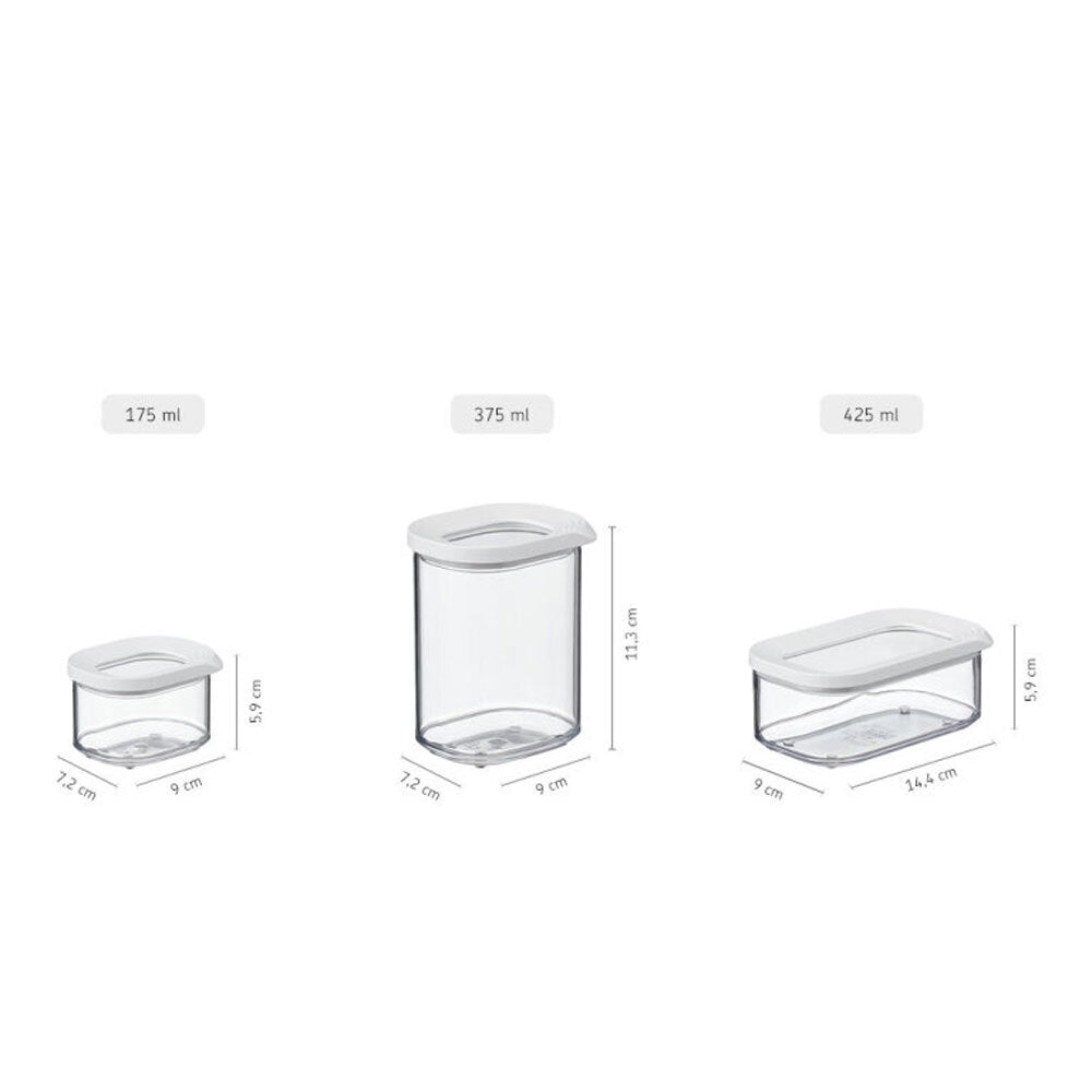 2x Mepal Modula Mini Food Storage Box w/ Lid 175ml/6oz - White