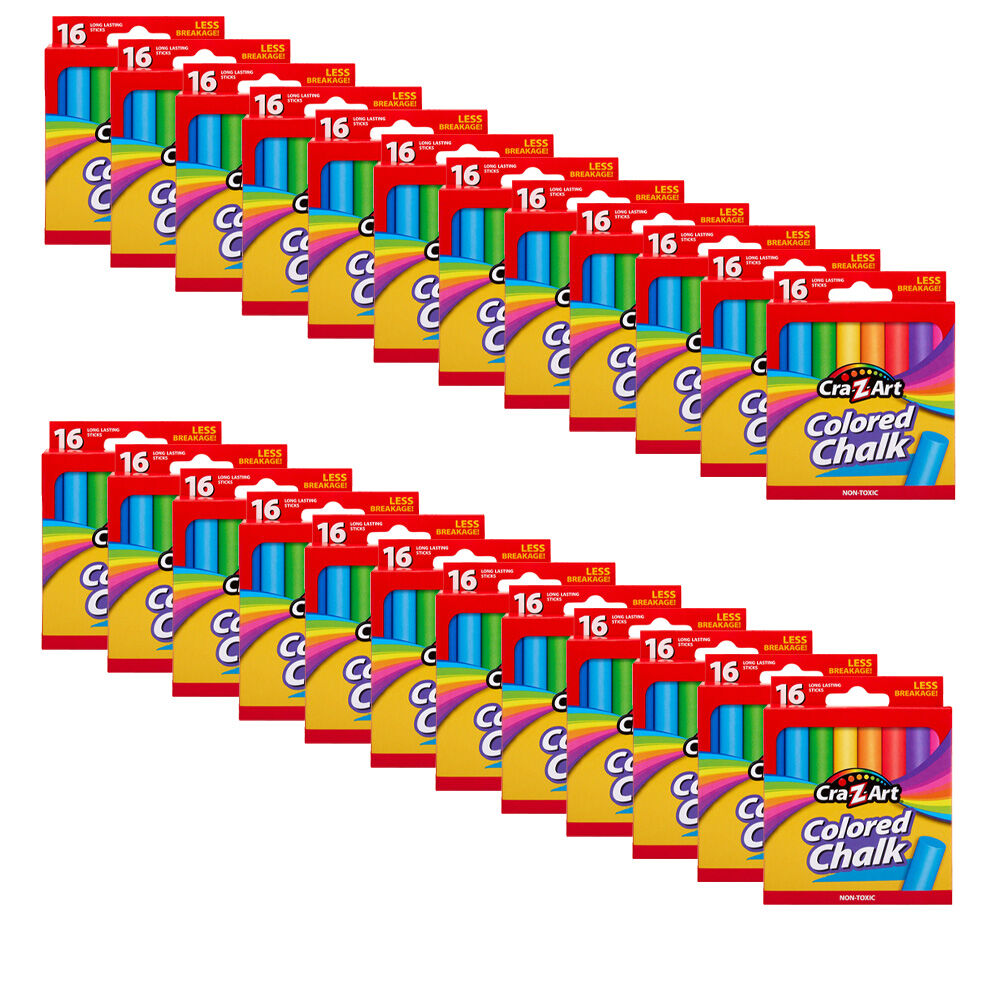 24x 16pc Cra-Z-Art Stationery Washable Kids Long Lasting Chalk Set 3y+ Multi Colour