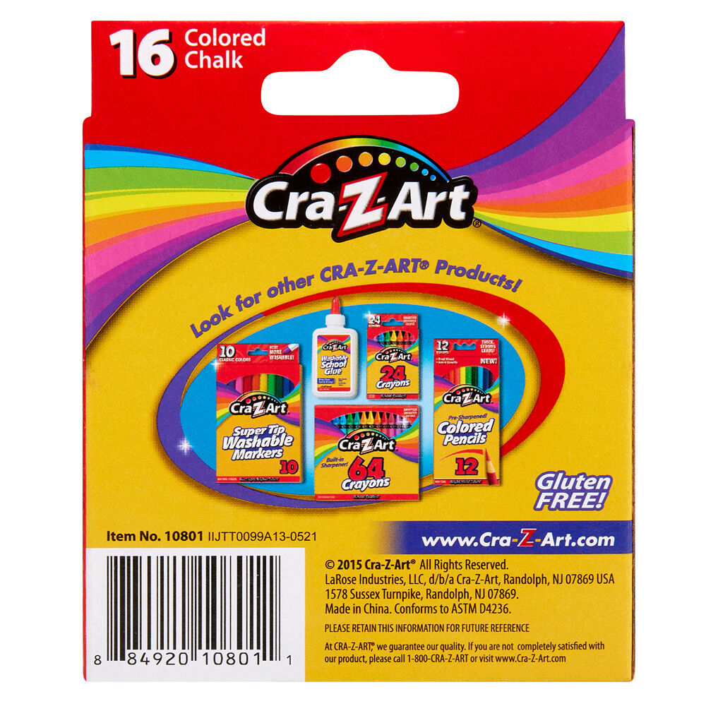 24x 16pc Cra-Z-Art Stationery Washable Kids Long Lasting Chalk Set 3y+ Multi Colour