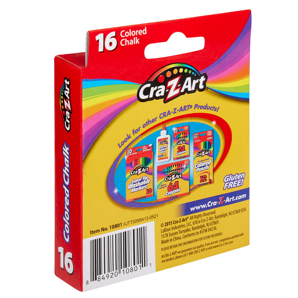 24x 16pc Cra-Z-Art Stationery Washable Kids Long Lasting Chalk Set 3y+ Multi Colour