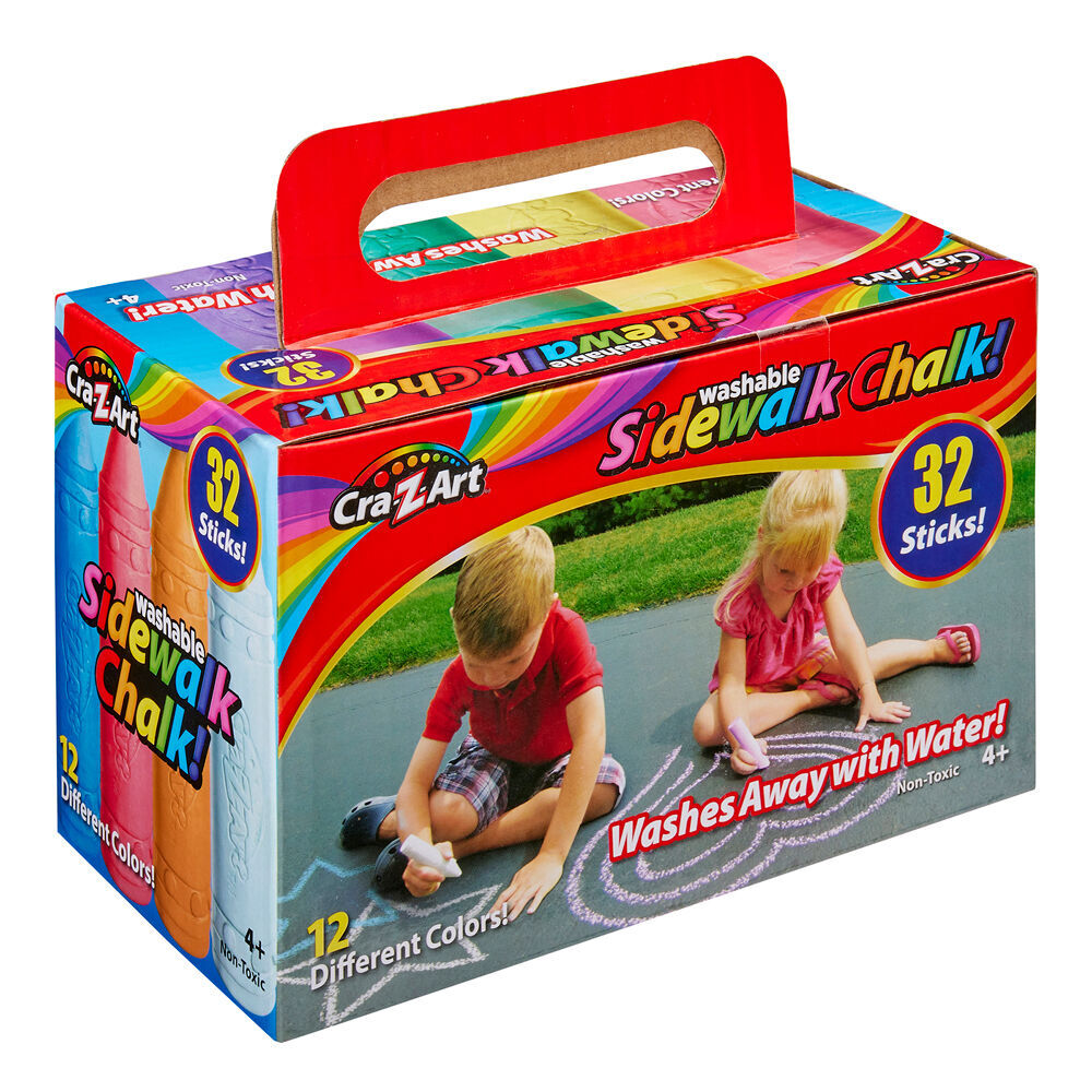 6x 32pc Cra-Z-Art Stationery Washable Kids Sidewalk Chalk Pack 3y+ Multi Colours