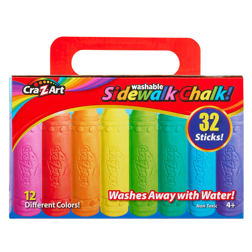 6x 32pc Cra-Z-Art Stationery Washable Kids Sidewalk Chalk Pack 3y+ Multi Colours