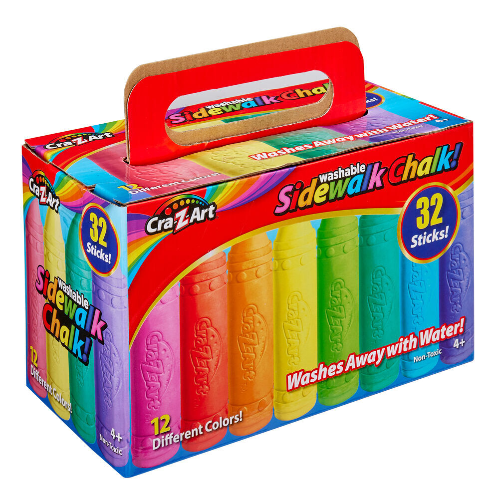 6x 32pc Cra-Z-Art Stationery Washable Kids Sidewalk Chalk Pack 3y+ Multi Colours