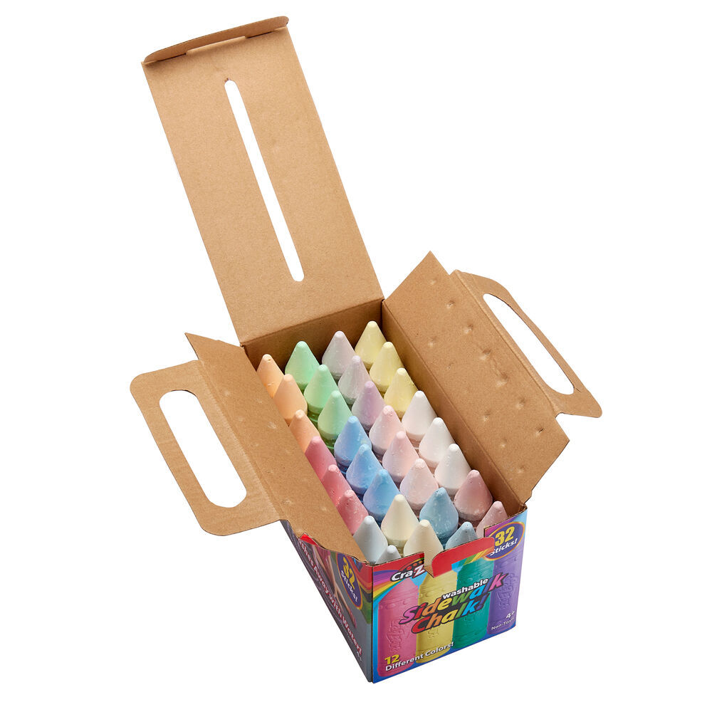 6x 32pc Cra-Z-Art Stationery Washable Kids Sidewalk Chalk Pack 3y+ Multi Colours