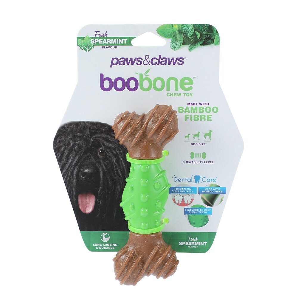 2x Paws & Claws BooBone Dental Bone Chew Toy - Spearmint