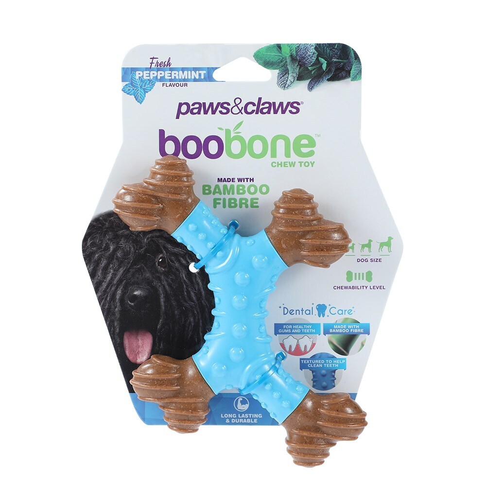 2x Paws & Claws BooBone 4 Way Dental Bone - Peppermint