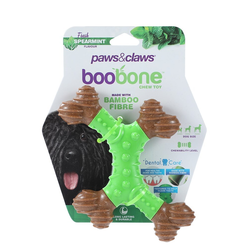 2x Paws & Claws BooBone 4 Way Dental Bone - Spearmint