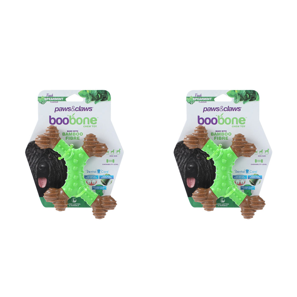 2x Paws & Claws BooBone 4 Way Dental Bone - Spearmint