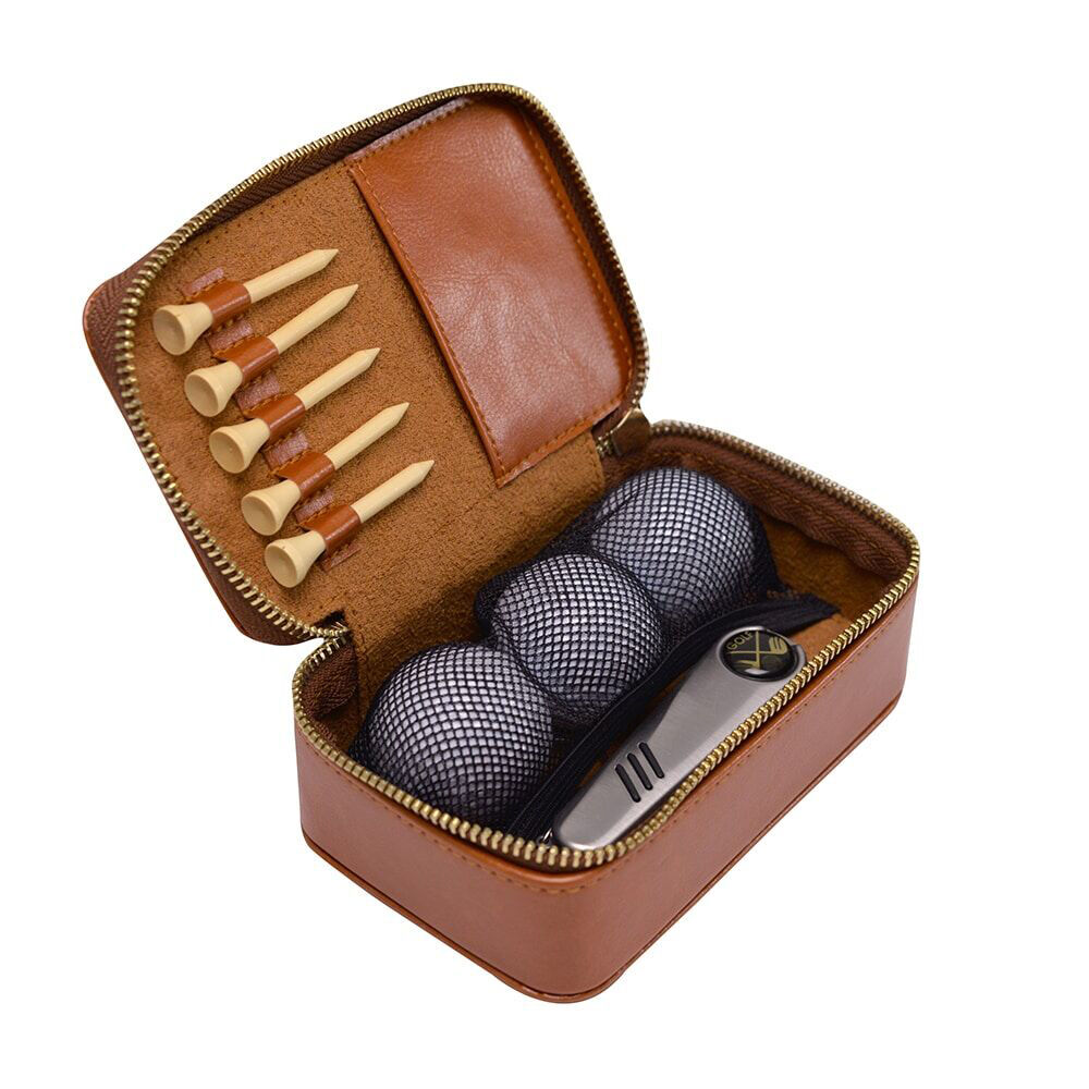 Annabel Trends Gentleman's Golf Kit w/ Vegan Leather Case 14.5cm Brown