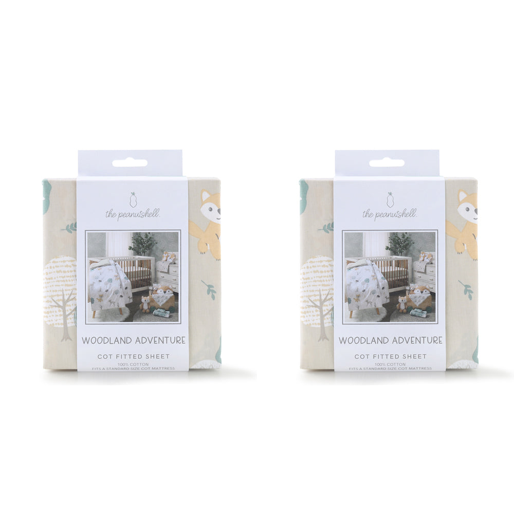 2PK The Peanutshell Woodland Adventure Cot Fitted Sheet