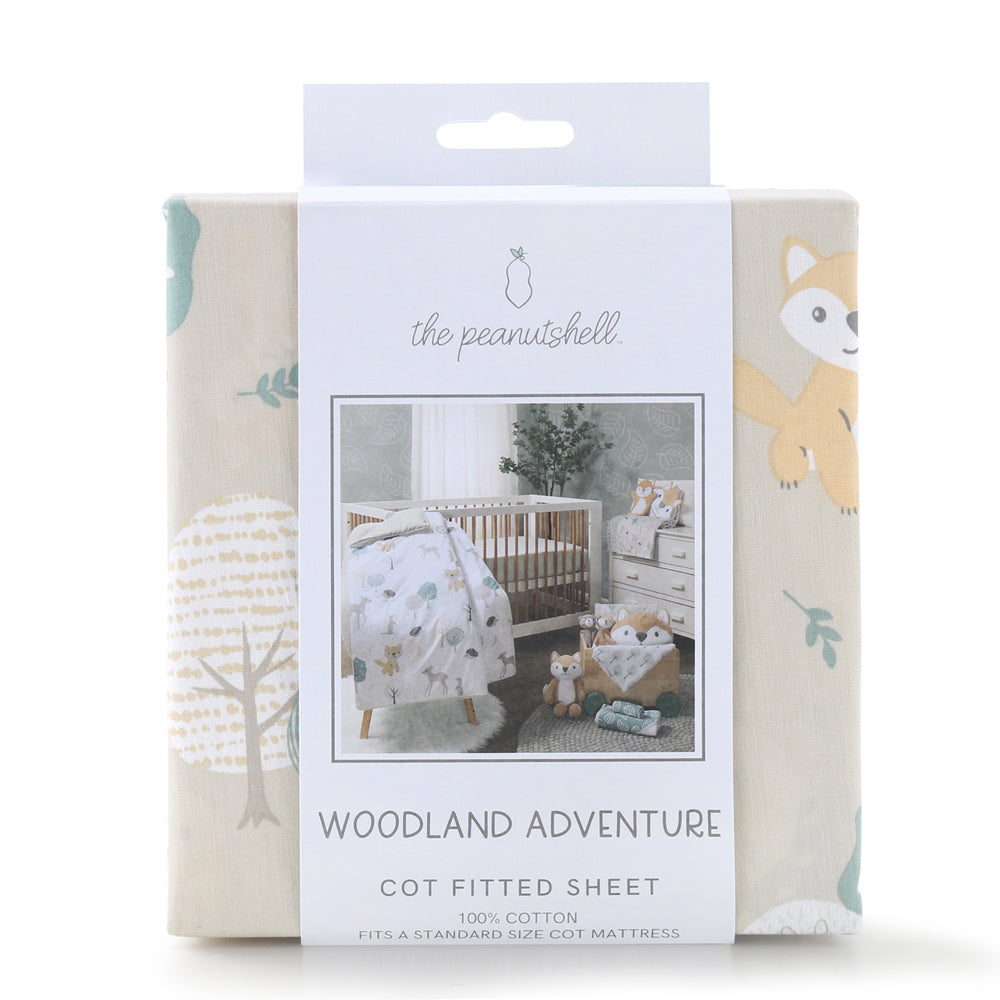 2PK The Peanutshell Woodland Adventure Cot Fitted Sheet