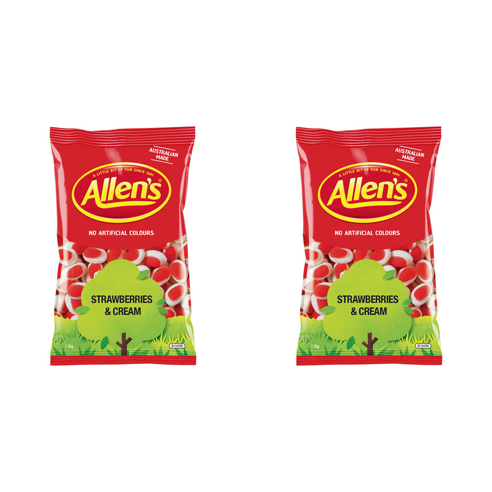 2PK Allen's 1.3kg Strawberries & Cream Lolly Bag