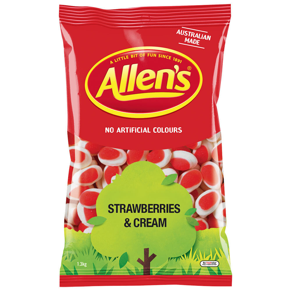2PK Allen's 1.3kg Strawberries & Cream Lolly Bag