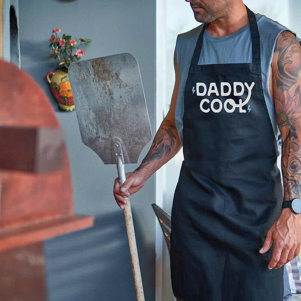 2PK Annabel Trends Screen Print Cotton Apron 60x80cm Daddy Cool Black