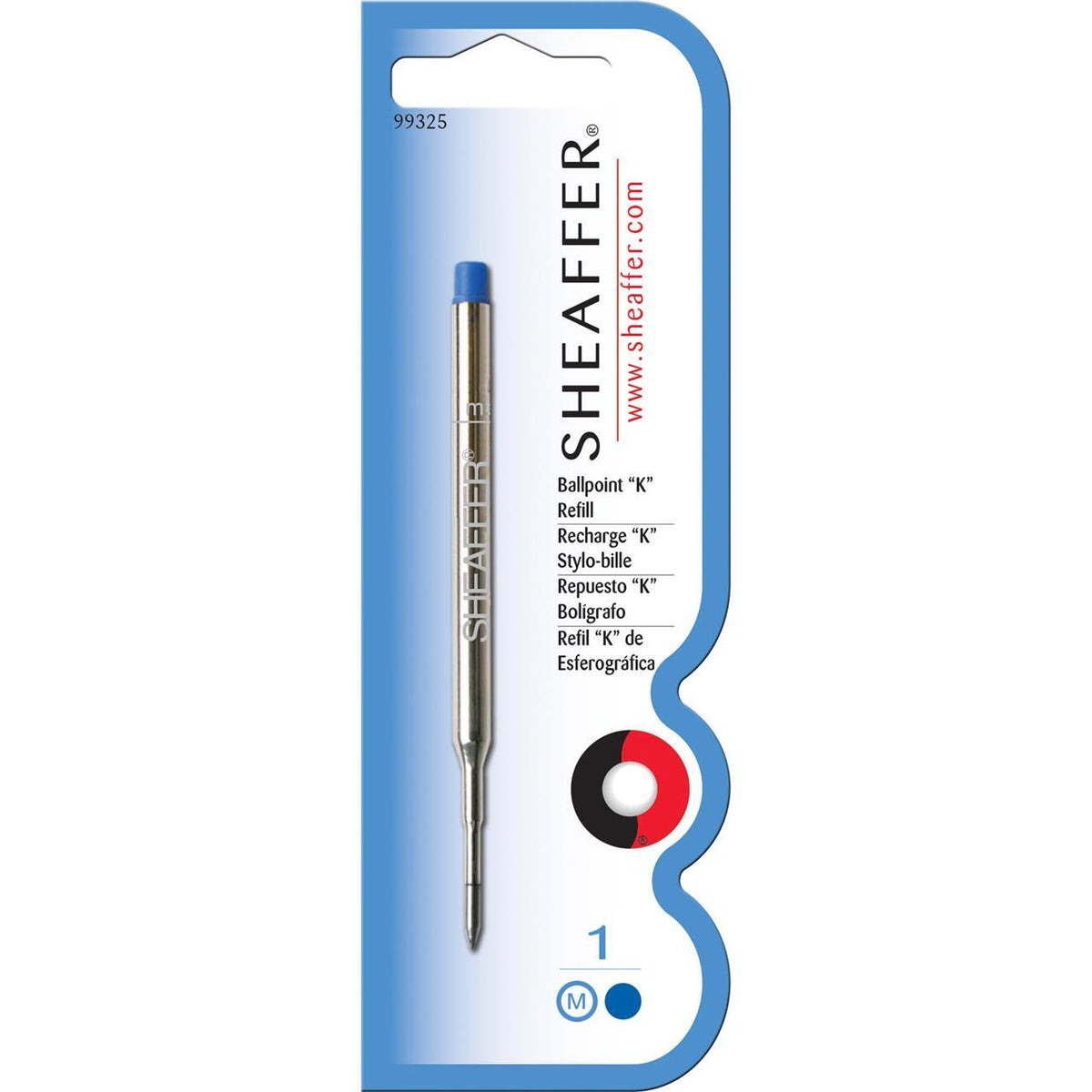 2PK Sheaffer Roller Ball Pen Refill Single Slim Medium Blue