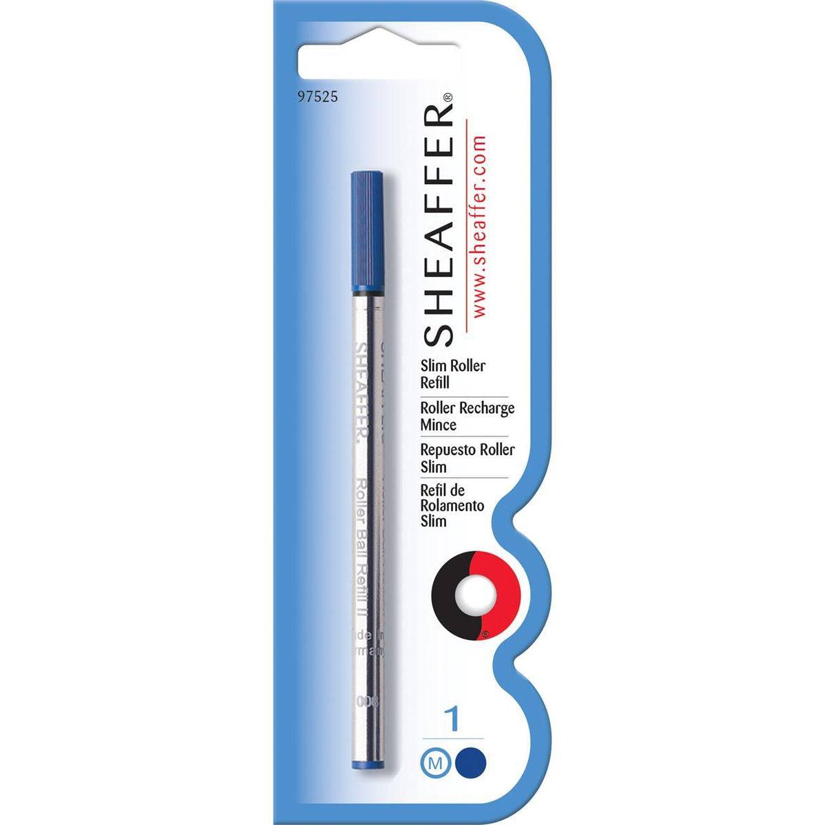 2PK Sheaffer Slim Roller Ball Pen Refill Medium Blue Ink Single