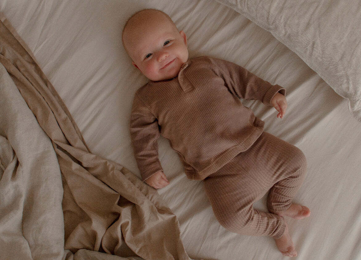 Ponchik Baby/Toddler Cotton Henley T-Shirt Carmel Rib - Size 0-3m