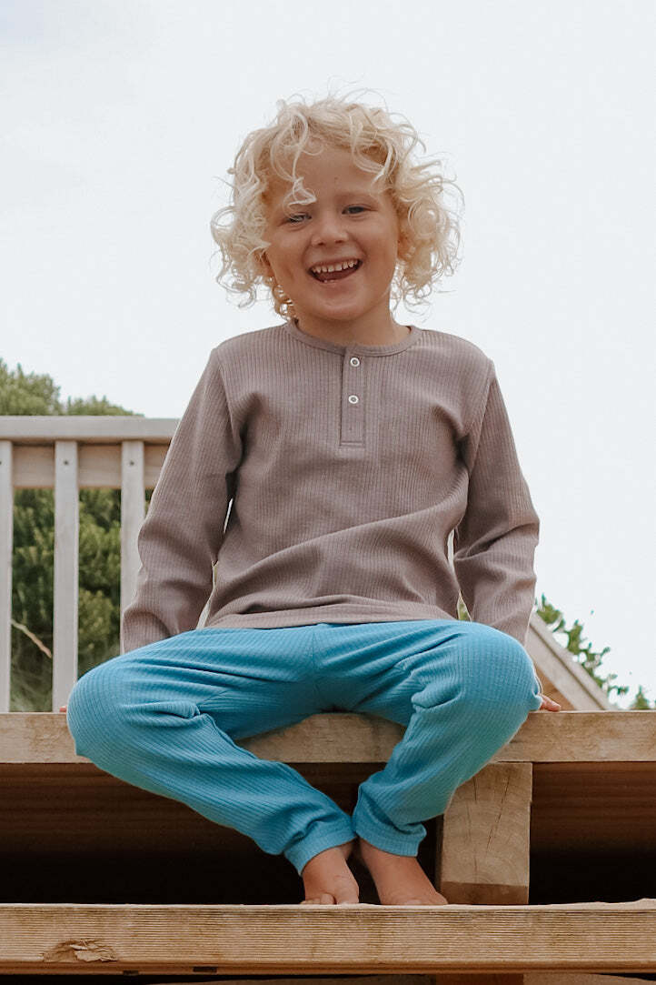 Ponchik Baby/Toddler Cotton Henley T-Shirt Carmel Rib - Size 0-3m