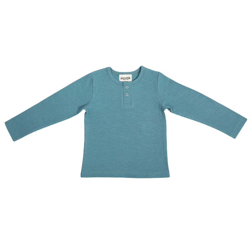 Ponchik Baby/Toddler Cotton Henley T-Shirt Jewel Rib - Size 6-12m