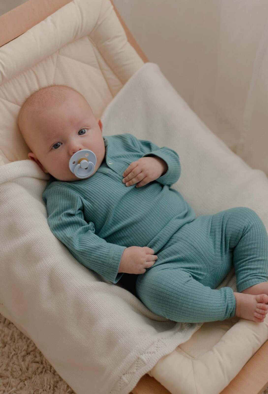 Ponchik Baby/Toddler Cotton Bodysuit Jewel Rib - Size 6-12m