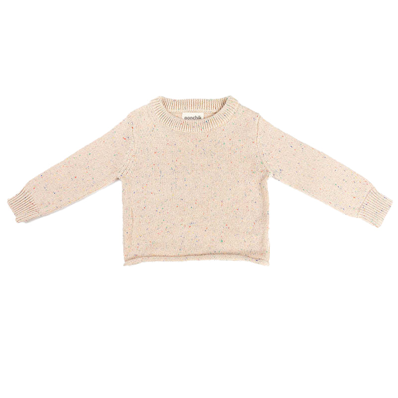Ponchik Baby/Toddler Cotton Jumper Carmel Speckle Knit - Size 6-12m