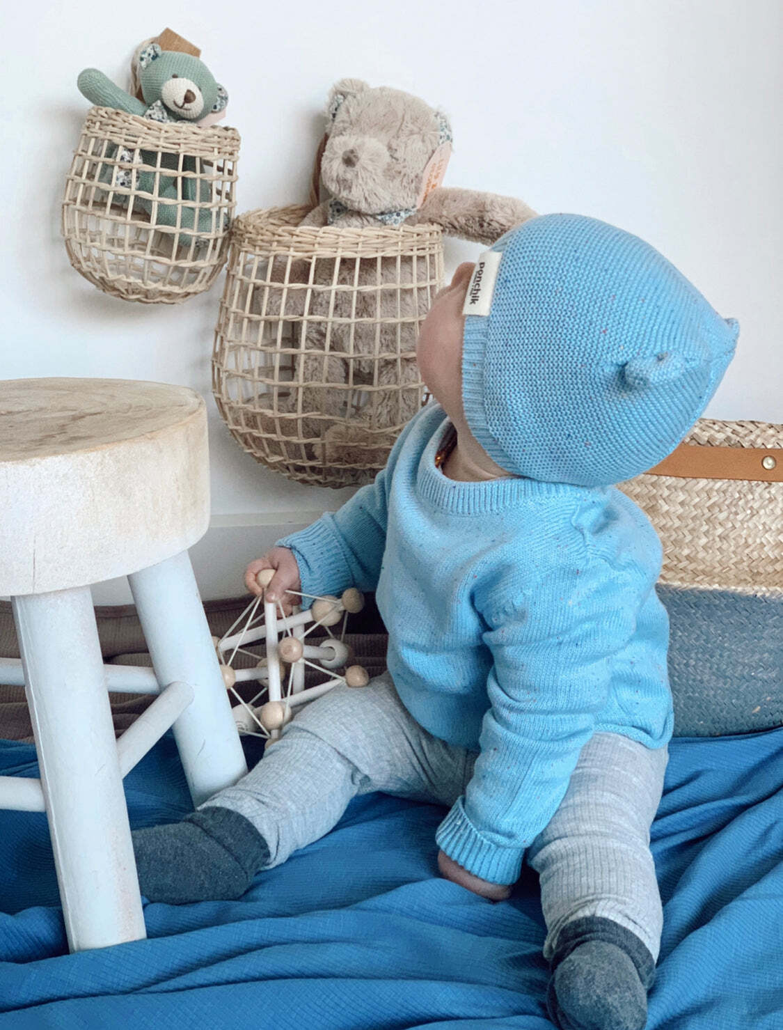 Ponchik Baby/Toddler Cotton Jumper Mist Speckle Knit - Size 12-18m