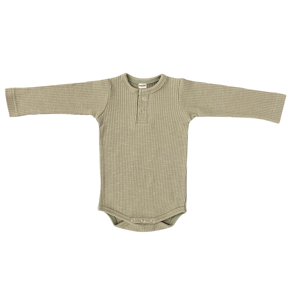 Ponchik Baby/Toddler Cotton Bodysuit Pistachio Rib - Size 3-6m