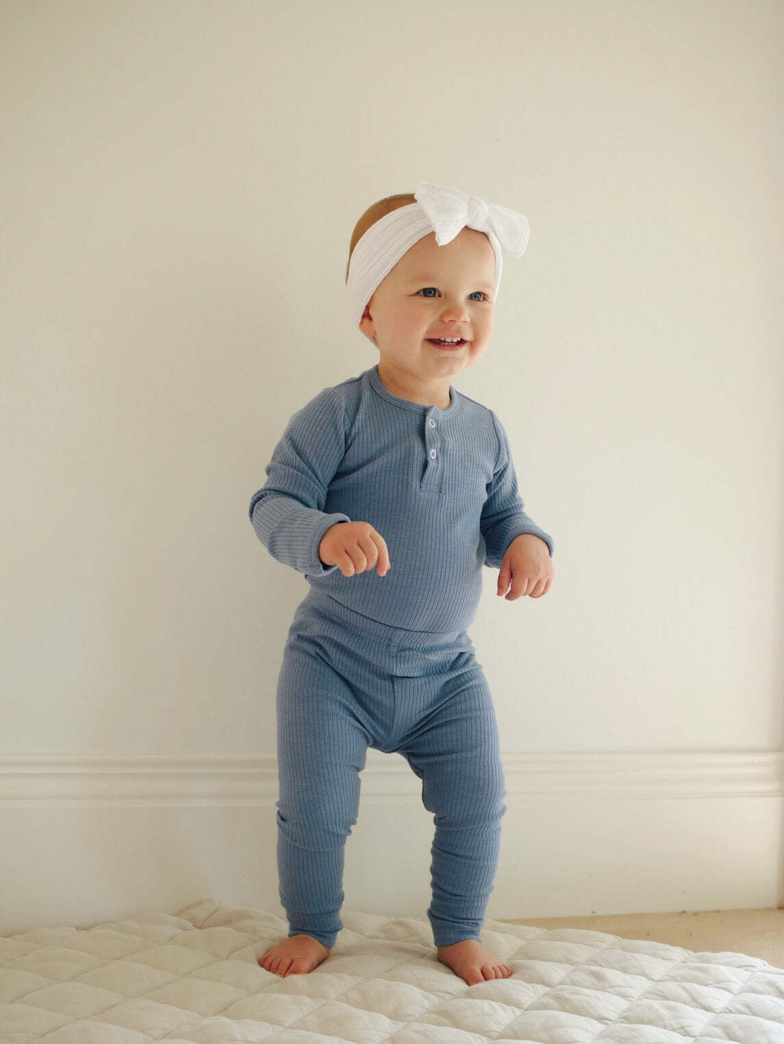 Ponchik Baby/Toddler Cotton Bodysuit Ribbon Rib - Size 12-18m