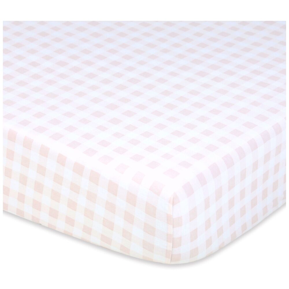 2PK The Peanutshell Forest Dreams Pink Gingham Cot Fitted Sheet 77x135cm